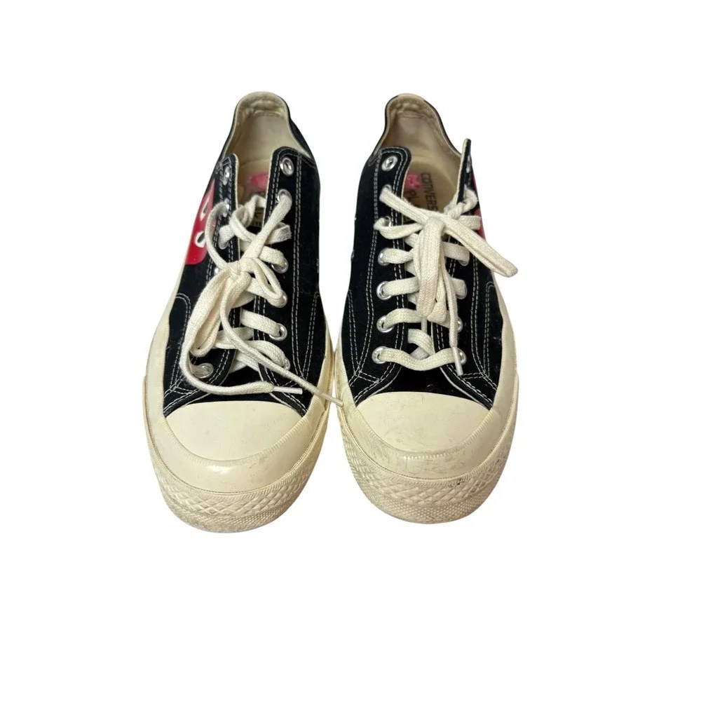 Converse x Comme des Garcons PLAY Chuck 70 Low Top Black Red Heart Sneakers 11.5